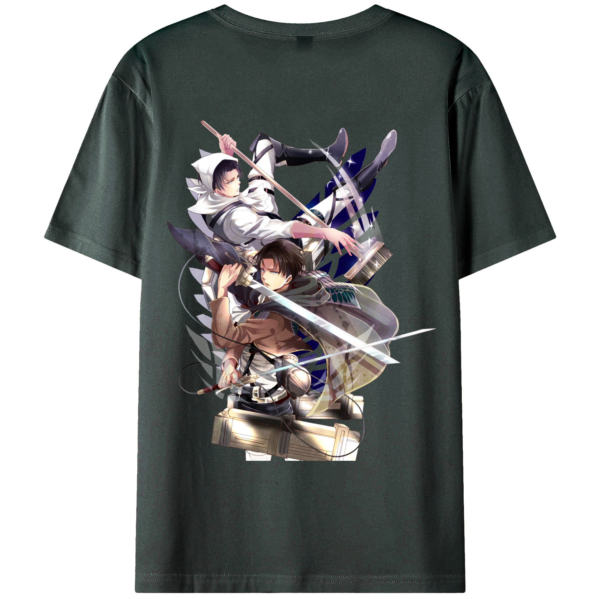 （画像用） 進撃の巨人 リヴァイ·アッカーマン Attack on Titan Levi Ackerman 綿100％ メンズ半袖Tシャツ（バックプリント） 通気性